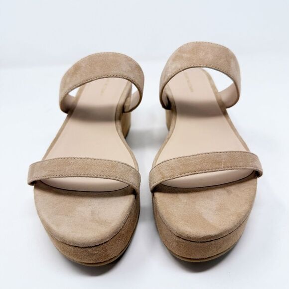 Stuart Weitzman Tan Beige Suede Wedge Sandals Size 11 Platform - Picture 5 of 9